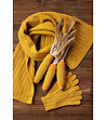 Дамски комплект от шал, шапка и ръкавици в жълто-2 снимка
