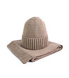 Унисекс бежов комплект от шапка и шал-1 снимка