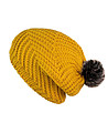 Дамска зимна шапка в цвят горчица-1 снимка