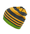Унисекс шапка в цвят горчица, графит и зелено-1 снимка