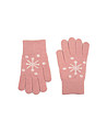 Детски розови ръкавици Snow Star с принт в екрю-1 снимка