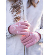 Детски розови ръкавици Snow Star с принт в екрю-3 снимка