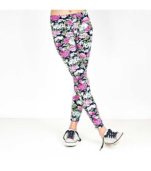 Тъмносин дамски клин с флорален принт снимка