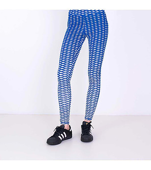 Дамски клин в синьо и бяло с фигурален принт снимка