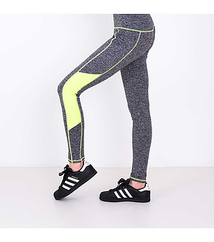 Зимен дамски клин в тъмносив меланж и светложълто снимка