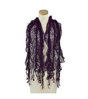 Тъмнолилав дамски ажурен шал снимка