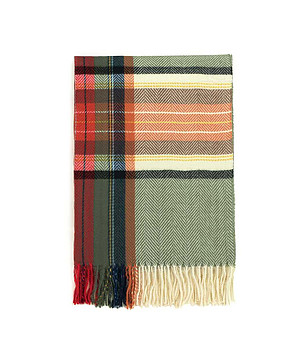 Unisex многоцветен кариран шал в преобладаващ цвят маслина Cecilia снимка