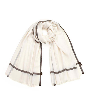 Бял unisex шал с черни кантове снимка