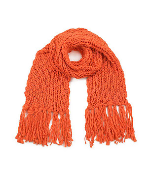 Оранжев зимен унисекс шал с ресни снимка