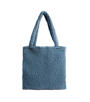 Синя дамска пухкава текстилна чанта снимка