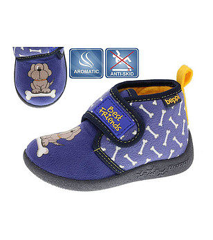 Сини детски пантофи с принт снимка