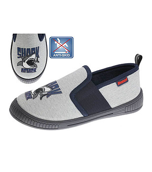 Детски пантофи в сиво и тъмносиньо снимка