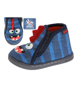 Сини детски пантофи с декорация 24-28 номер снимка