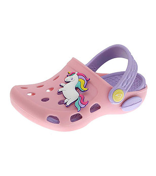 Розови детски чехли с еднорог снимка