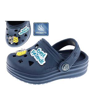 Тъмносини детски чехли с мишле снимка