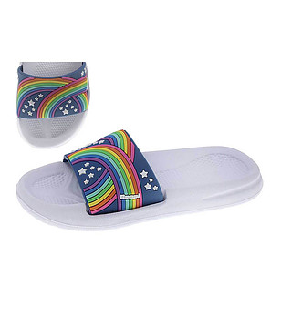 Детски тъмносини чехли с дъга снимка