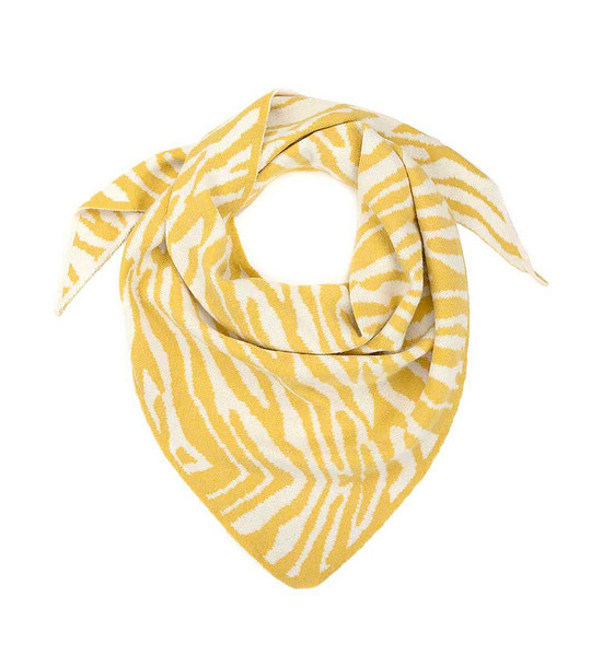 Дамски шал в бяло и горчица снимка