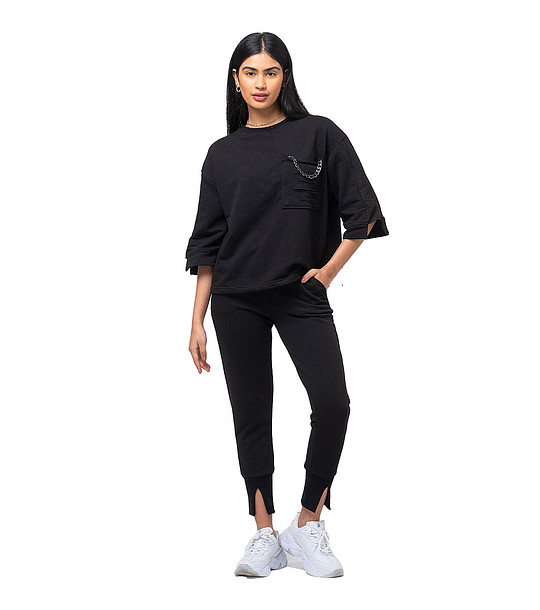 Ефектен дамски сет в черен цвят с високо съдържание на памук снимка