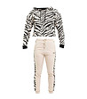 Дамски спортен памучен комплект в екрю и черно с принт зебра-4 снимка