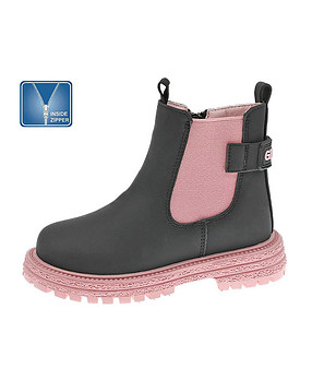 Черни детски боти с розови мотиви снимка