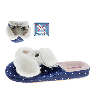 Сини детски чехли с декорация Rabbit снимка