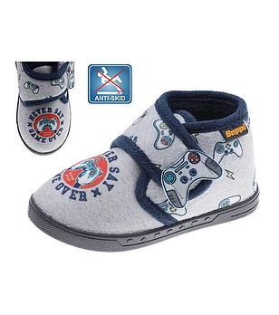 Сиви детски пантофи с декорация снимка