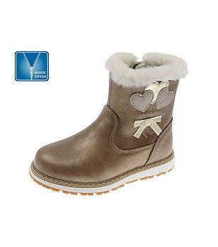 Кафяви детски ботуши с пух снимка