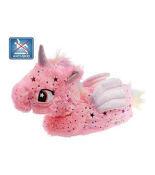 Ефектни детски пантофи Еднорог в розово снимка
