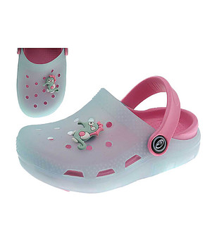 Детски чехли в тюркоаз и розово снимка