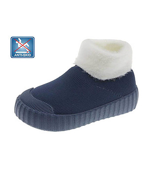 Детски високи тъмносини пантофи снимка