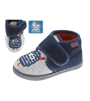 Детски пантофи в син цвят с принт снимка