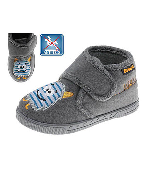 Детски пантофи в сиво с декорация снимка