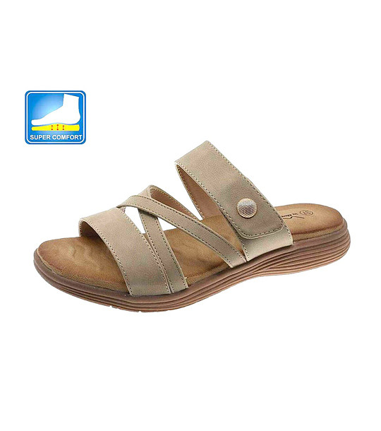 Дамски анатомични чехли в бежово снимка