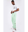 Светлозелено мъжко памучно спортно долнище-3 снимка