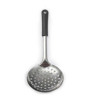 Решетъчна лъжица с черна дръжка снимка