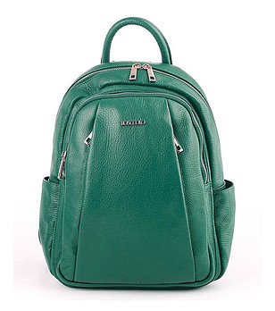 Зелена дамска кожена раница Sara снимка