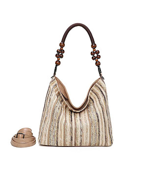 Дамска бежова чанта Eva снимка