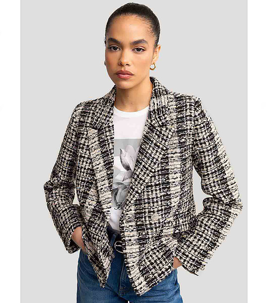 Дамско сако в черно, бежово и екрю PANETRI снимка