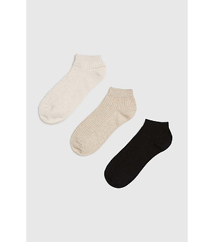 Комплект от 3 чифта чорапи в бежов нюанс и черно снимка