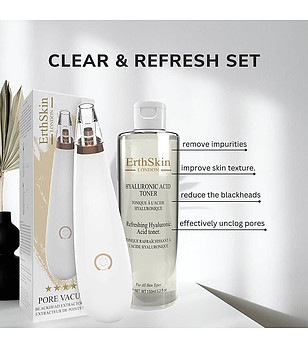 Комплект от уред за почистване на черни точки и тоник за лице снимка