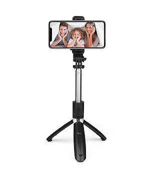 Селфи стик със стойка и Bluetooth за телефони и фотоапарати снимка