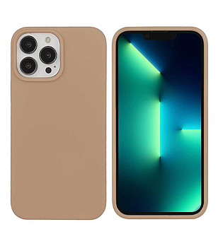 Бежов силиконов калъф за iPhone 13 PRO снимка