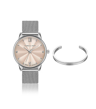 Сребрист комплект от часовник и гривна Skylar снимка