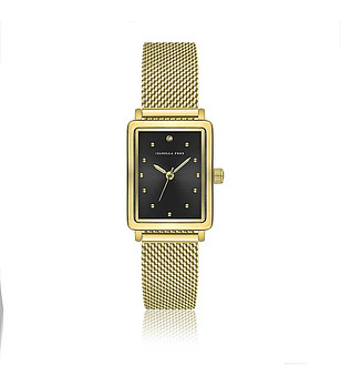 Златист дамски часовник с черен циферблат Cléophée снимка