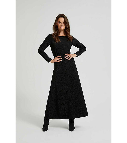 Дълга черна рокля с метализирани нишки Izzy снимка