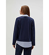Тъмносиня дамска памучна блуза с яка Molly-1 снимка