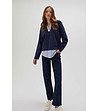 Тъмносиня дамска памучна блуза с яка Molly-3 снимка
