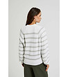 Дамски пуловер в пречупено бяло със сиво райе Magdalena-1 снимка