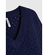 Дамски пуловер с перфорации Lota в тъмносин цвят-3 снимка