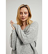 Дамски пуловер в сив меланж с вълна Georgina-3 снимка